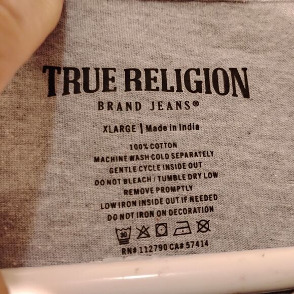 True Religion tshirt mens XL XLarge gray Buddha was here graphic tee short sleev - Picture 6 of 7